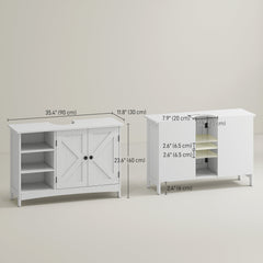 Bathroom Vanity Cabinet, Under Sink Storage Cabinet with Double Doors, Open and Adjustable Shelves, White