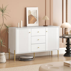 Buffet Cabinet, Modern Sideboard with 3 Soft-Close Drawers and 2 Adjustable Shelves for Living Room, Kitchen, Black