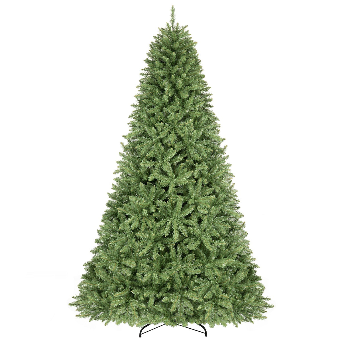 7.5 FT Artificial Christmas Tree, Unlit Hinged Xmas Tree with 2514 Branch Tips and Metal Base