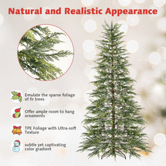 7.5 FT Pre-Lit Artificial Christmas Tree, Sparse Fir Shape, 725 TPE Tips and 500 Multicolour LEDs