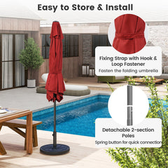 7.5 feet Outdoor Patio Heavy Duty Market Umbrella with Push Button Tilt-Burgundy