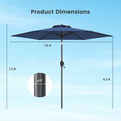 7.5 feet Outdoor Patio Heavy Duty Market Umbrella with Push Button Tilt-Navy