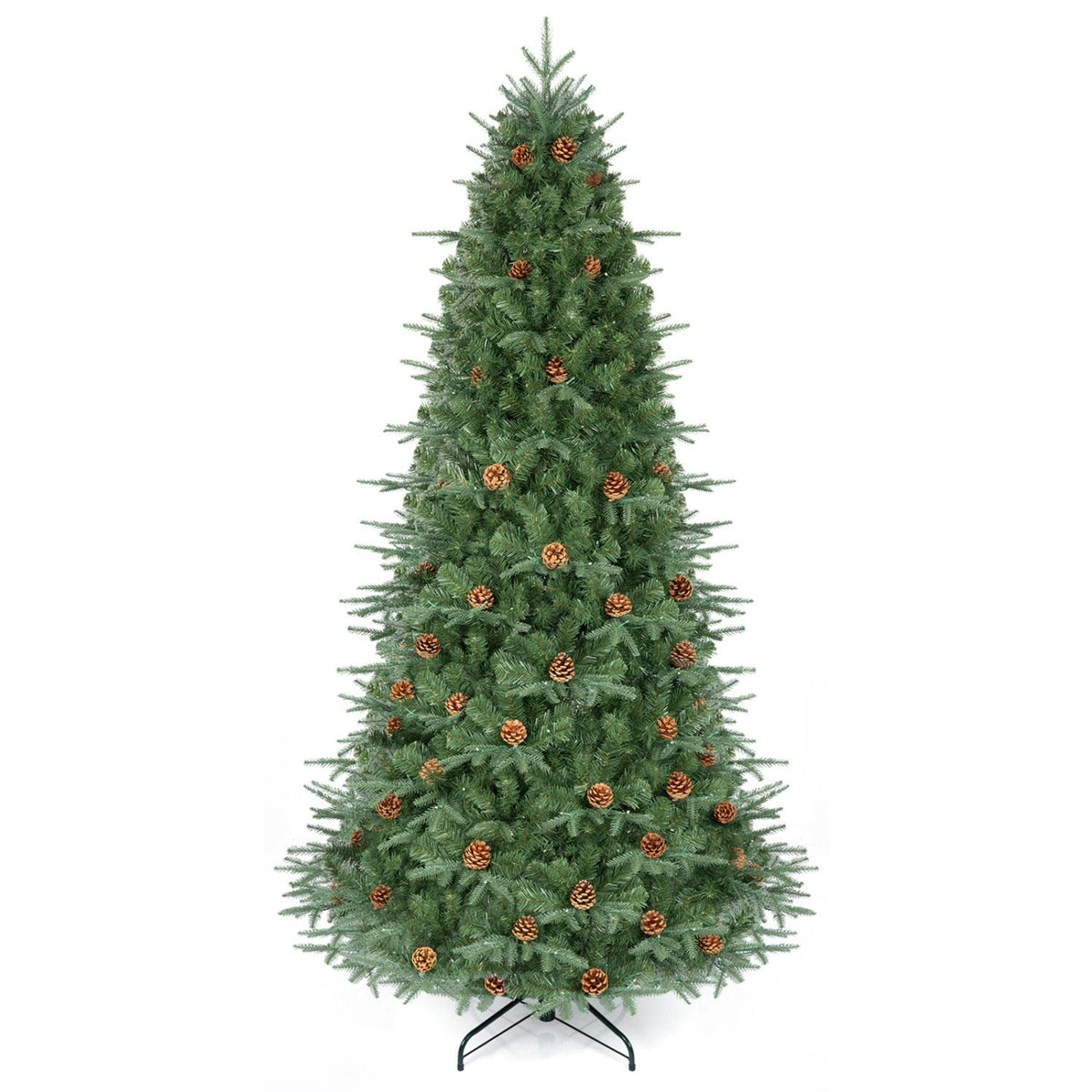 7.5 FT Pre-Lit Artificial Christmas Tree with 71 Pine Cones, 540 Warm White LEDs and PE PVC Tips