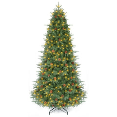 7.5 FT Pre-Lit Artificial Christmas Tree with 71 Pine Cones, 540 Warm White LEDs and PE PVC Tips