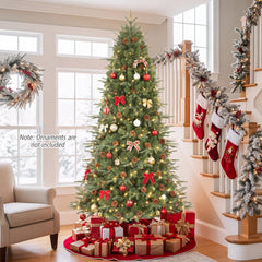 7.5 FT Pre-Lit Artificial Christmas Tree with 71 Pine Cones, 540 Warm White LEDs and PE PVC Tips