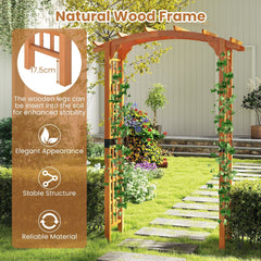 7/7.5 Feet Garden Arch Wooden Arbor Outdoor Wood Trellis for Climbing Plants-7.5 FT