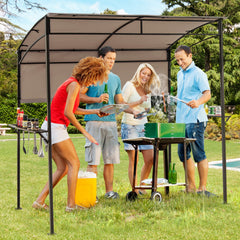 7.8 x 4.4 FT Outdoor Patio BBQ Canopy with Metal Shelves and Bottle Openers-Brown