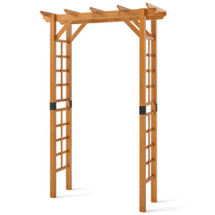 7/7.5 Feet Garden Arch Wooden Arbor Outdoor Wood Trellis for Climbing Plants-7 FT