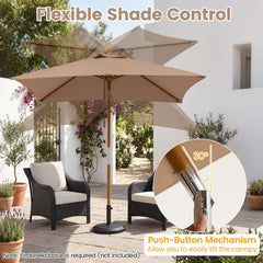 7 Feet Outdoor Rectangular Patio Umbrella with 3 Adjustable Heights-Coffee