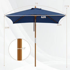 7 Feet Outdoor Rectangular Patio Umbrella with 3 Adjustable Heights-Navy