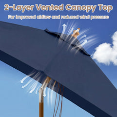 7 Feet Outdoor Rectangular Patio Umbrella with 3 Adjustable Heights-Navy