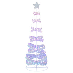 7 FT Outdoor Spiral Christmas Tree with 341 LED Lights, 34 Modes, Ground Stakes and Star Topper