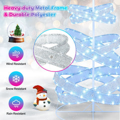 7 FT Outdoor Spiral Christmas Tree with 341 LED Lights, 34 Modes, Ground Stakes and Star Topper