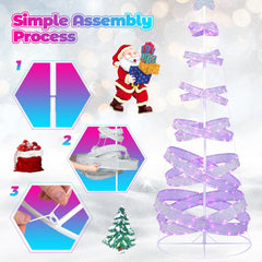 7 FT Outdoor Spiral Christmas Tree with 341 LED Lights, 34 Modes, Ground Stakes and Star Topper