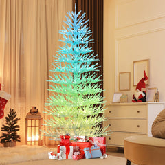7 FT White Coral Branch Christmas Tree with 923 Colour Changing RGB LEDs, 17 Effects and Remote