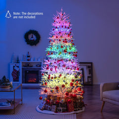 7 FT White Coral Branch Christmas Tree with 923 Colour Changing RGB LEDs, 17 Effects and Remote