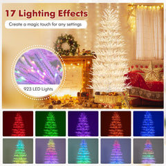 7 FT White Coral Branch Christmas Tree with 923 Colour Changing RGB LEDs, 17 Effects and Remote