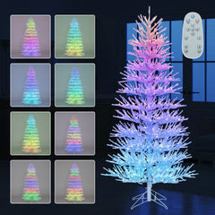 7 FT White Coral Branch Christmas Tree with 923 Colour Changing RGB LEDs, 17 Effects and Remote