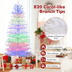 7 FT White Coral Branch Christmas Tree with 923 Colour Changing RGB LEDs, 17 Effects and Remote