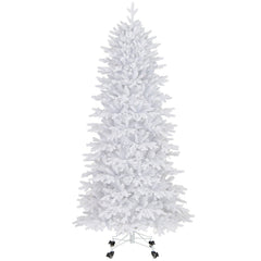 7 FT White Flocked Christmas Tree with 1880 Tips, 900 Warm White LEDs and a Rolling Base