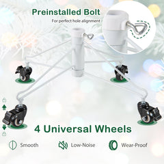 7 FT White Flocked Christmas Tree with 1880 Tips, 900 Warm White LEDs and a Rolling Base