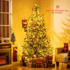 7 FT Pre-Lit Christmas Tree with 678 Tips and 300 Warm White and Multicolour LEDs, 11 Modes