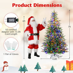 7 FT Pre-Lit Christmas Tree with 678 Tips and 300 Warm White and Multicolour LEDs, 11 Modes