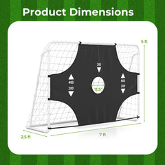 7 ft x 5 ft Soccer Goal Set for Backyard 2-in-1 Football Net with Removable Target Cloth