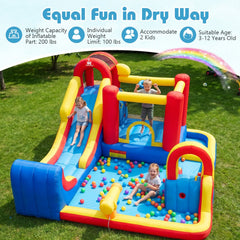 7-in-1 Outdoor Inflatable Bounce House with Dual Slides, Splash Pool and Climbing Wall