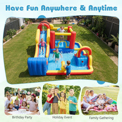 7-in-1 Outdoor Inflatable Bounce House with Dual Slides, Splash Pool and Climbing Wall