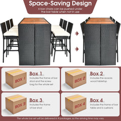 7 Pieces Patio Rattan Wicker Dining Furniture Set