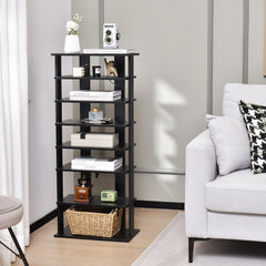 7-Tier Dual Shoe Rack Free Standing Shelves Storage Shelves Concise-Black