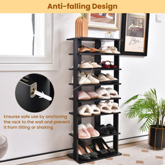 7-Tier Dual Shoe Rack Free Standing Shelves Storage Shelves Concise-Black