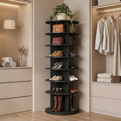 7-Tier Rotating Shoe Rack Tower Freestanding Spinning Shoe Organizer-Black