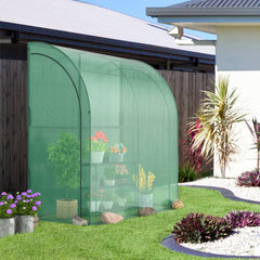 7 x 3.5 x 7 Feet Lean-to Greenhouse with Flower Rack-Green