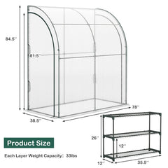 7 x 3.5 x 7 Feet Lean-to Greenhouse with Flower Rack-White