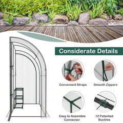 7 x 3.5 x 7 Feet Lean-to Greenhouse with Flower Rack-White
