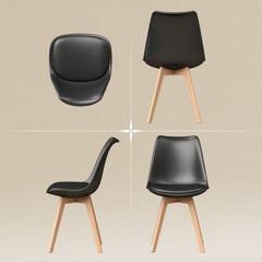 Modern Dining Table Chairs Set of 4, Rubber Wood Kitchen Table Chairs with PU Leather Cushion for Living Room, Bedroom
