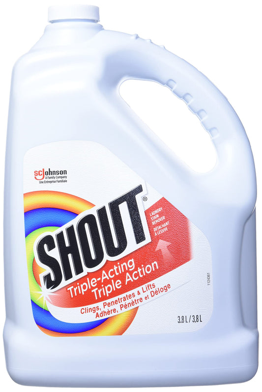Shout Triple-Acting Laundry Stain Remover Spray, Clings, Penetrates, and Lifts Tough Stains, 3.8L