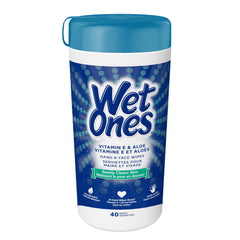 Wet Ones Unscented Hand and Face Wipes| Vitamin E and Aloe Travel Wipes |Hypoallergenic, Gentle on skin | Alcohol and Fragrance-free Wet Wipes| Travel Essentials, 40 Count Canister