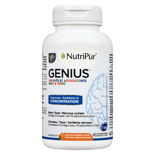 Nutripur GENIUS Kids and Teens - Concentration ADD/ADHD formula, 90 chewable softgels