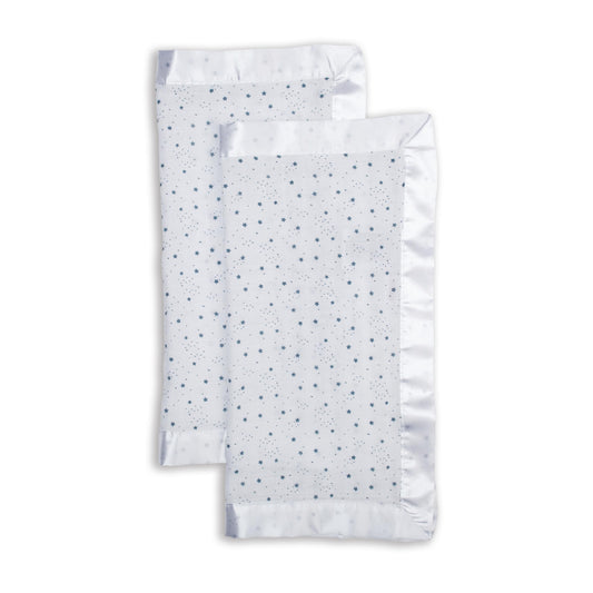 lulujo Baby Security Lovey Blankets| Unisex Softest Breathable Cotton Muslin Security Blanket with Silky Satin Trim| Neutral Comforting Blanket for Girls & Boys | 16in by 16 in| Stars