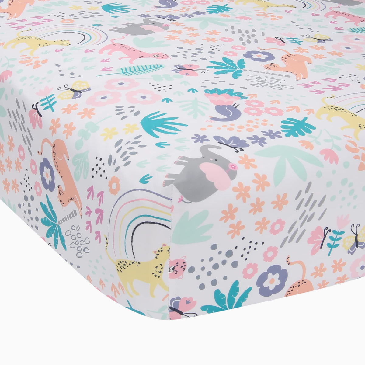 Rainbow Jungle Fitted Crib Sheet