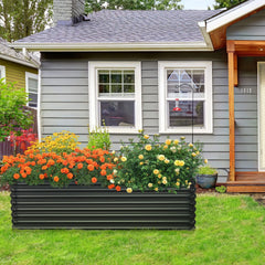 71 Inch Galvanized Metal Raised Garden Bed in Dark Grey, 36 Cu Ft Open Bottom Planter