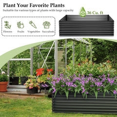 71 Inch Galvanized Metal Raised Garden Bed in Dark Grey, 36 Cu Ft Open Bottom Planter