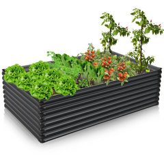 71 Inch Galvanized Metal Raised Garden Bed in Dark Grey, 36 Cu Ft Open Bottom Planter