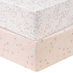 Sammy & Lou 2 Pack Microfiber Fitted Crib Sheets, Cottontail Cloud, Pink, 55452