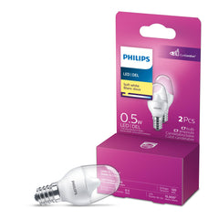 Philips 465575 Led 0.5W Night Light Soft White (2700K) Frosted Non-Dimmable-2 Pack