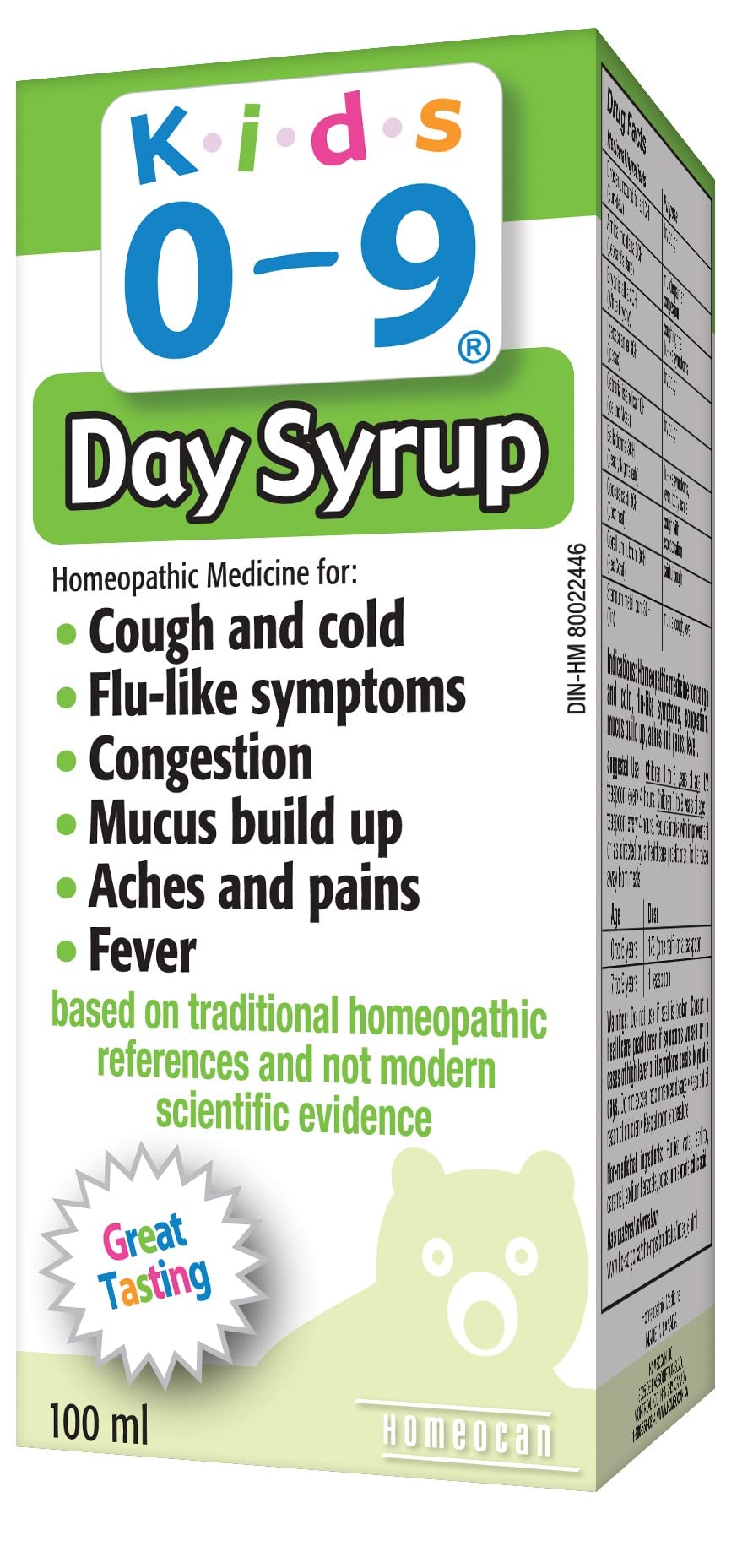Kids 0-9 Daytime Cough & Cold Syrup 100ml, Gentle Formula for Comforting Little Ones, Coughs & Congestion, with Drosera, Arnica, Bryonia, Great Taste Kid Love, Soothing for Babies, Toddlers & Children
