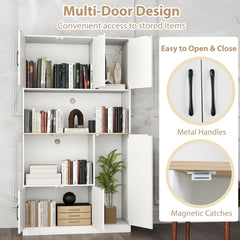 71 inches Tall Kitchen Pantry Cabinet with Charging Station Wooden Buffet Cupboard Sideboard-White